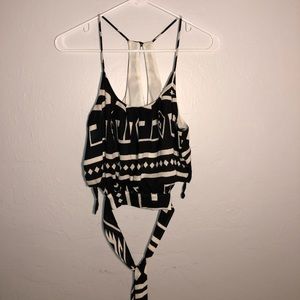 True Light, Black and White, Cropped Top Blouse